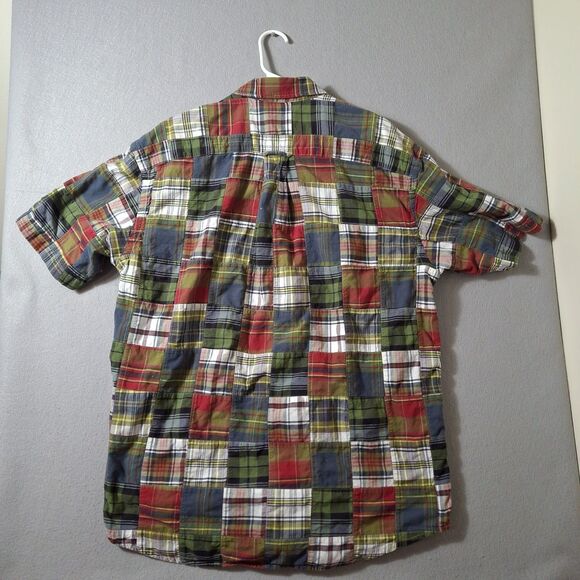 Orvis Patchwork Shirt Mens XL Indian Madras Plaid Short Sleeve Button Cotton EUC - Picture 5 of 7